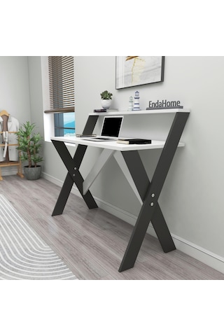 X Ayaklı Ders Çalışma Masası 50x90 Cm Antrasit & Beyaz Antrasit - Beyaz