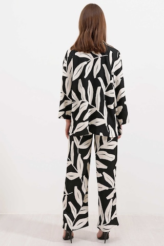 Gabria Desenli Kimono Takım Siyah