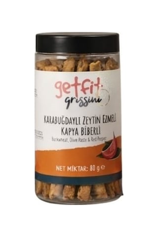 Get Fit Glutensiz & Şekersiz Karabuğdaylı Zeytin Ezmeli Kapya Biberli Grissini 80 G