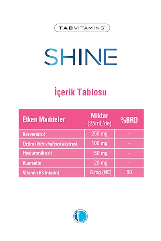 Tabvitamins Shine Resveratrol Shot Orman Meyveleri Aromalı 20 X 25 Ml Likit Şase