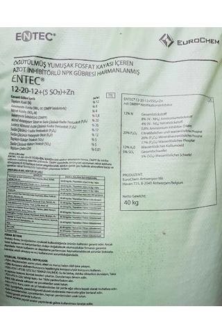 Entec 12+20+12+zn+so3 Akıllı Yavaş Salınımlı Granül Gübre 1 Kg