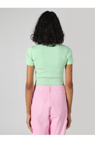 Colins Slim Fit Yuvarlak Yaka Düz Kadın Yeşil Kısa Kol Tişört Cl1064054 Q1.v1 Grn Yeşil