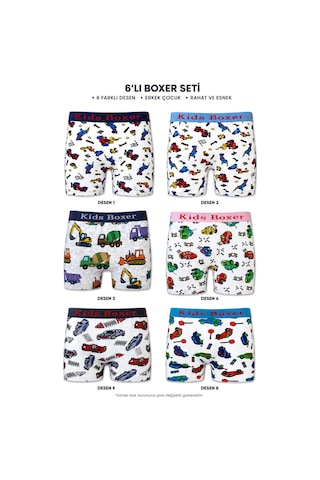 Hepsine Rakip 6 Lı Erkek Çocuk Desenli Boxer Empirme Baskılı Pamuklu Çok Renkli