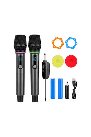 Jrl Wn-08 Çift El Tipi Kablosuz Uhf Mikrofon Seti - Şarj Edilebilir Karaoke Ve Sahne Mikrofonu