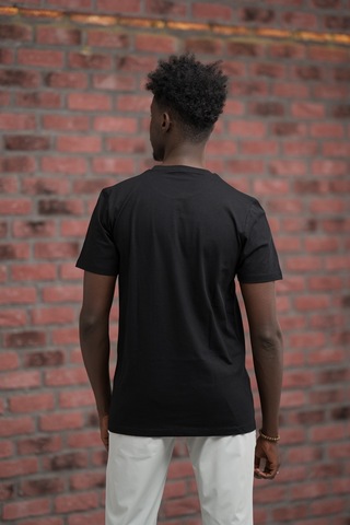 Slim Fit Pamuklu Önü Baskılı Sıfır Yaka T-shirt Siyah