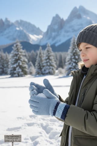 Eleven Markets Gri Ekrkek Çocuk Eldiven Garson Boy 7-12 Yaş