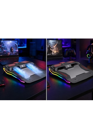 Asus Vivobook Go 15.6'' Uyumlu Rgb Led Işıklı Çift Fanlı Notebook Soğutucu Standı