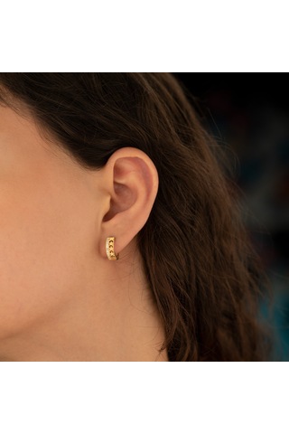 Dkmn Gümüş  Yıldız Desenli Taşlı Gümüş Küpe