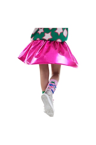 Denokids Kız Çocuk Koyu Pembe Metalik Parlak Etek Renkli