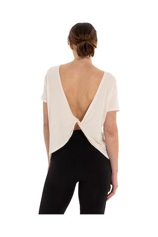 Inguz Sırt Detay Modal Yoga T-shirt Ekru