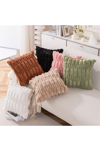 Peluş Yastık Kılıfı Çift Taraflı Üç Boyutlu Yastık Kılıfı Oturma Odası Kanepe Dekoratif Yastık Kılıfı Yumuşak Bel Yastığı 45 45cm Diğer