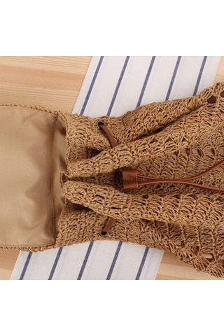 Arion Kağıt İplik Hasır Sırt Çantası Str-1204 Kahverengi