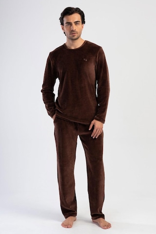Vienetta Erkek Uzun Kol Kadife Kahve Pijama Takım C8t9n0o304 001