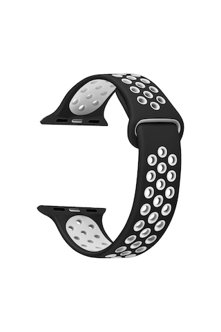 Microsonic Apple Uyumlu  Watch 6 40Mm Sport Band Kordon Siyah Beyaz