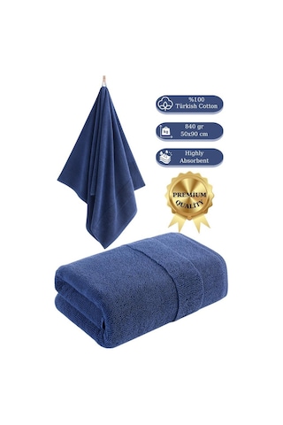 Cotton %100 Banyo Havlusu 50x90 Cm Royal Mavi