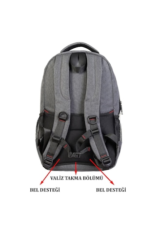 Dada Laptop Bölmeli 15.inç Su Geçirmez Kumaş Günlük Okul Sırt Çantası Gri