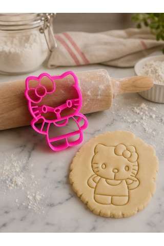 Hello Kitty Kurabiye Kalıbı & Hamur Şekillendirici Pembe