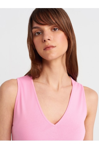 Dilvin 21080 V Yaka Kolsuz Top-pembe Pembe