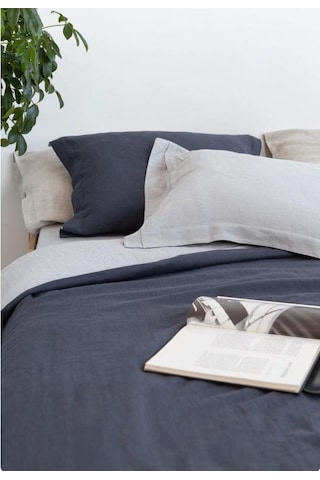 Lacivert-naturel% 100%100 Pamuklu Yıkamalı Vintage Çift Kişilik Nevresim Takımı, 200 X 220 Çok Renkli