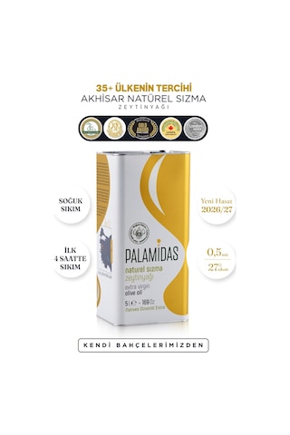 Palamidas Yeni Hasat Soğuk Sıkım Zeytinyağı Teneke 5 L