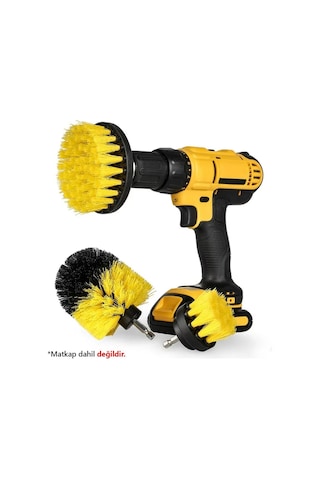 Matkap Ucuna Takılan 3 Lü Temizlik Fırça Seti Zorlu Kir Temizleme