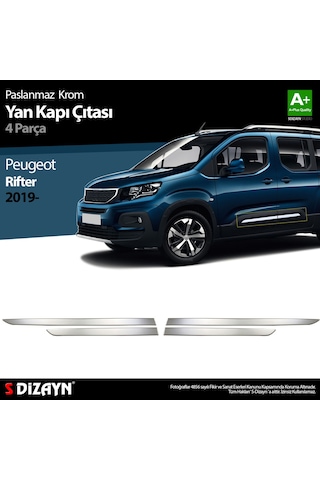 S-dizayn Peugeot Rifter Krom Yan Kapı Çıtası 4 Prç. 2019-2023