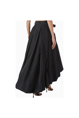 Pinko Barbagianni Balloon Skirt, Lüks Taffeta Maxi Etek Fiyonk Detaylı Siyah