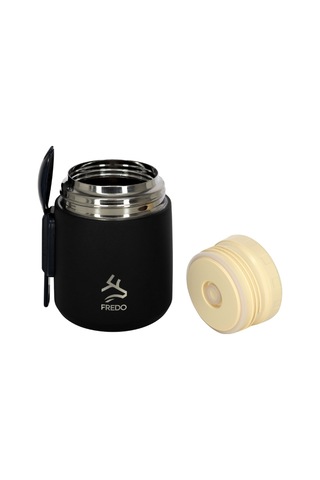 Duo Dine Bebek Siyah Mama Kabı & Yemek Saklama Termosu, Mug - 8 Saat Sıcak, 12 Saat Soğuk Tutma 500 Ml Siyah