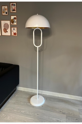 Beyaz Lambader Modern Dekoratif Metal Oturma Odası Çalışma Odası Zemin Lambası 6907 Beyaz