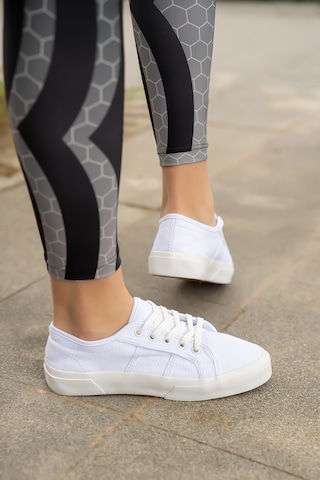 Kadın Keten Günlük Sneaker Beyaz