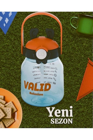 Maskotlu,çıkartma Hediyeli, Boyun Askılıklı, Ithal Lüx Matara/suluk 1100 Ml Açık Mavi