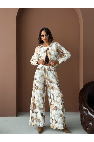 Verymoda Desenli Fermuarlı Ceket Şık Ve Modern Tarz F1975 Kahve
