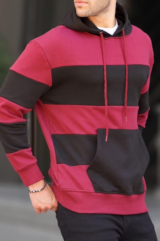 Madmext Bordo Kapüşonlu Çizgili Erkek Sweatshirt 6144-bordo Bordo
