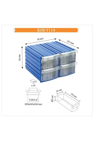 Sembol Y114 Plastik Çekmeceli Kutu 24 Çekmeceli