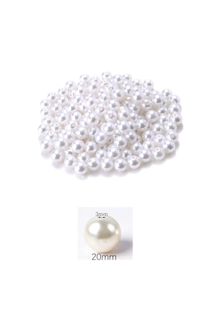 500 Gram 20mm Beyaz Renk Plastik İnci Boncuk Çanta Ve Takı Yapım Boncuğu 100 Adet