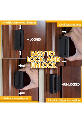 Ev Güvenliği Kapısı Kilit Kapısı Takviye Kilit Kapısı Kilitler Çocuk Güvenliği 2, Siyah