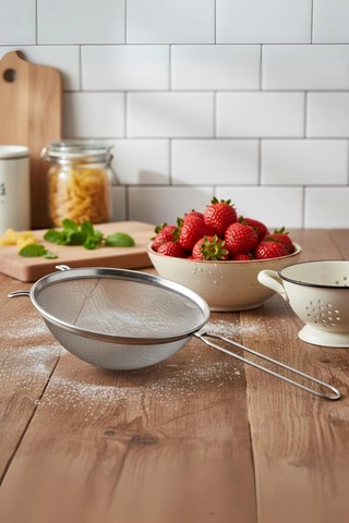 Paslanmaz Çelik Saplı Derin Süzgeç 28 Cm Metalik Gri Çok Renkli