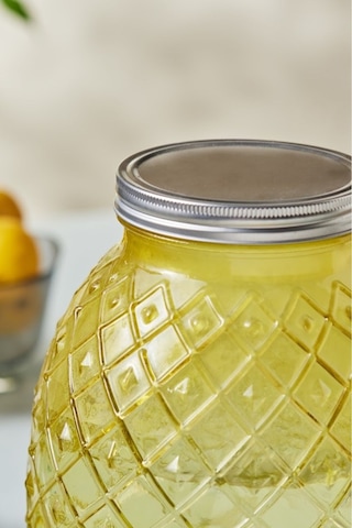 Karaca Melon Musluklu Kapaklı Cam Sebil Damacana Sarı 4650 ml