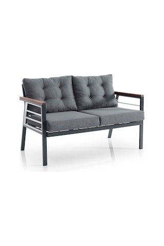 Lara Metal Bahçe Balkon Takımı 2+1+1+ahşap Masa Antrasit