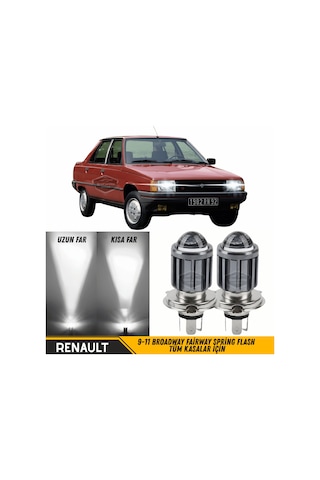 Renault 9-11 Broadway Fairway Spring Flash Tüm Kasalar İçin Uyumlu Mercekli Far Ampulü Led Xenon Beyaz Renk Far Şimşek Etkili Csp Led Lamba Uzun Kısa
