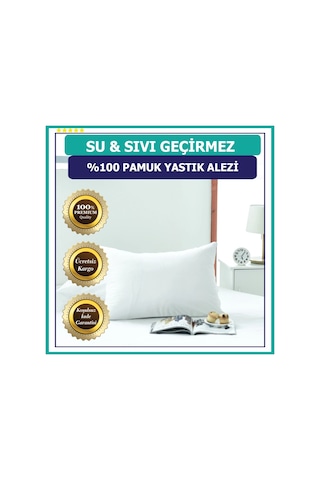 Suvay Su Sıvı Geçirmez Pamuklu Fermuarlı Terletmeyen Yastık Koruyucu Alez Kılıf 2 Adet