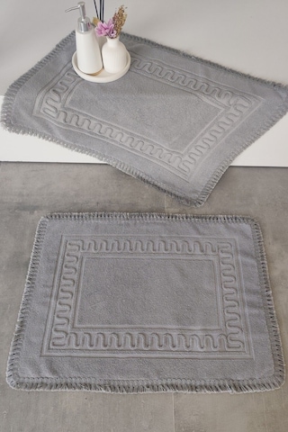 2'li Püsküllü Ayak Havlusu-%100 Pamuk-50x70 Cm-gri Gri