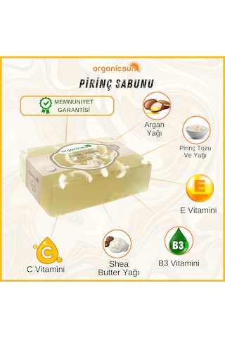 Organicsun Doğal Pirinç Sabunu 140 Gr X 2 Adet Tüm Cilt Tipleri İçin Beyazlatıcı Etkili