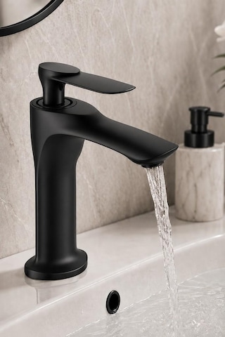 Lava Kısa Lavabo Bataryası Mat Sıyah Mat Siyah