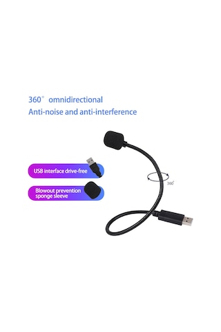 Hy-302 Dizüstü Ve Masaüstü Bilgisayar İçin Mini Usb Mikrofon, Gooseneck'li Kondenser Mikrofon - Gümüş Gri 681100221b