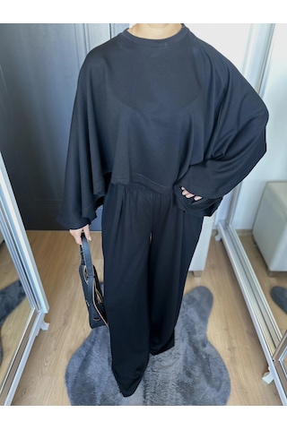 Keymoda Kadın Panço Takım Siyah Siyah