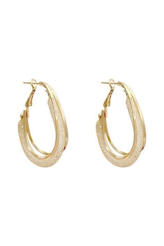 Moveevo Altın Renkli Metal Kanca Küpe - Delikli Ağızlı Kristal Tasarım, Gündelik Ve Özel Durumlar İçin Şık Aksesuar Gold