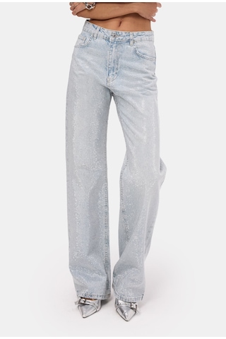 it's basic Kadın Ice T-4s6-3 Straight Fit Parlak Taşlı Özel Tasarım Denim Jean Ice Kot