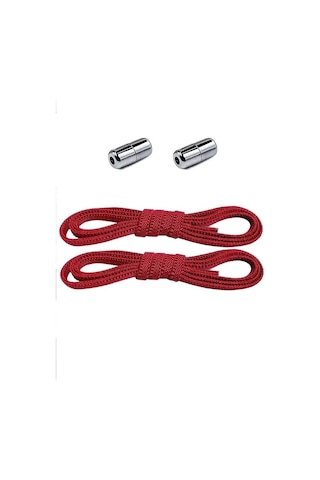 Ayarlanabilir 1 Çift Kırmızı Vidalı Kapsül Uçlu 6 Mm Lastik Pratik Bağcık Kırmızı