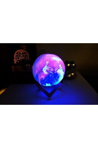 3D Galaksi Gezegen Gece Lamba 6 Renk Değiştirir 15Cm Çok Renkli